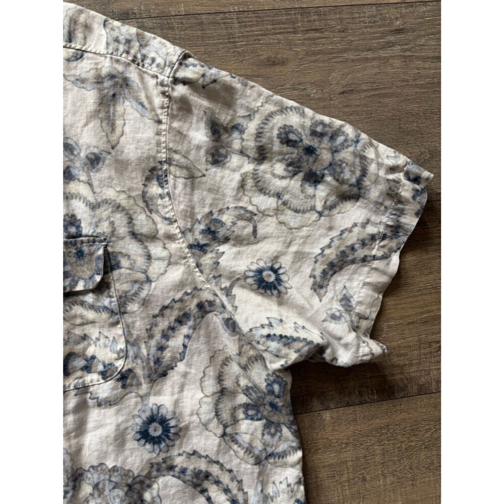 Tommy Bahama men’s size XXL 100% linen white and blue floral button down shirt - Picture 9 of 13